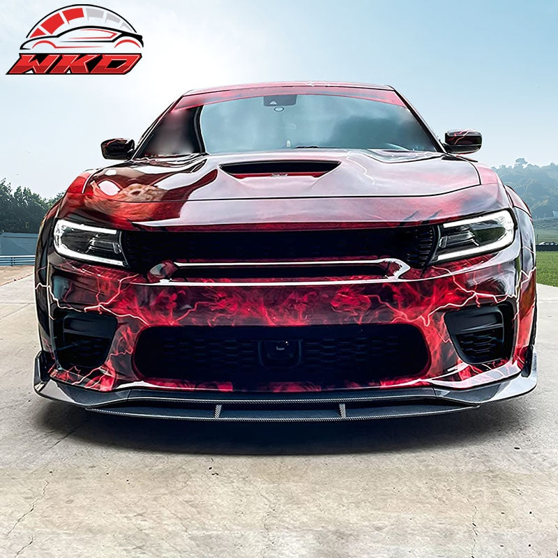 Wholesale 20-23 Charger Widebody IKON V2 Carbon Fiber Print Front Bumper Lip ABS 4PCS - Wikond Auto