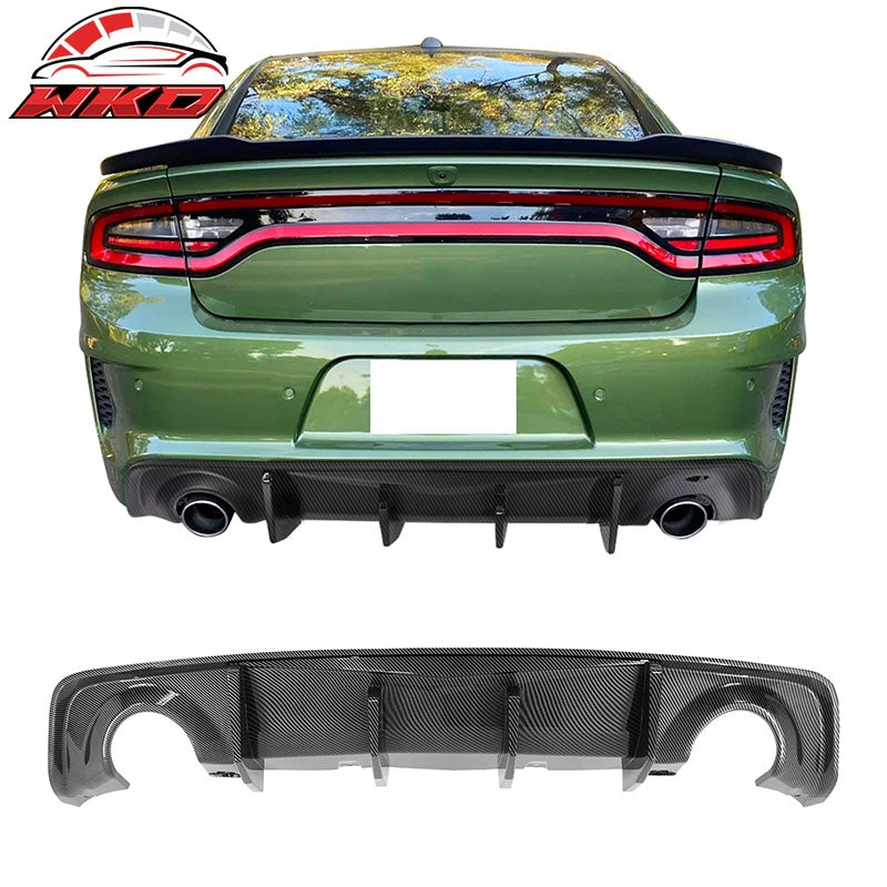 Fits 20-23 Charger Widebody IKON V2 Style Carbon Fiber Print Rear Diffuser 2PCS