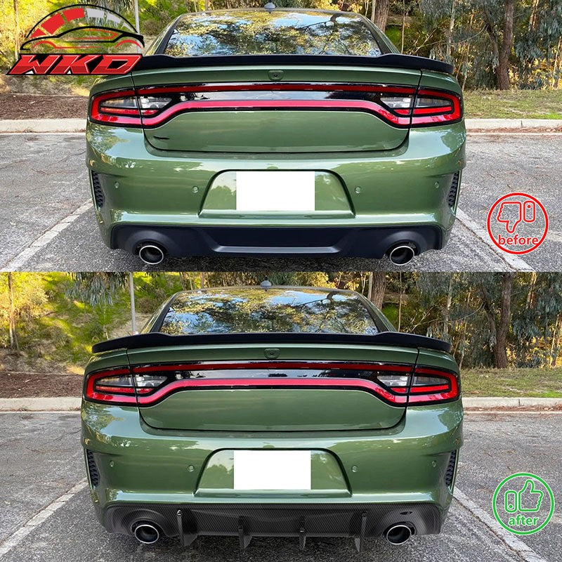 Fits 20-23 Charger Widebody IKON V2 Style Carbon Fiber Print Rear Diffuser 2PCS