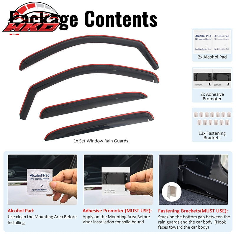 Fits 07-13 Chevrolet Avalanche In-Channel Window Visors Rain Guards Deflectors