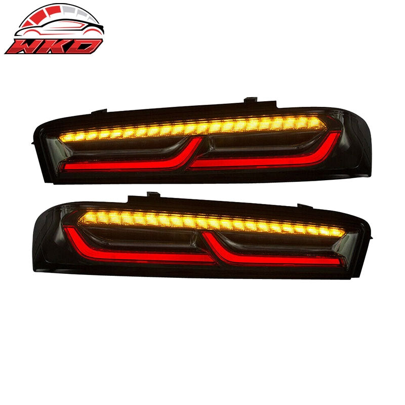 Wholesale 16-18 Chevy Camaro Sequential Turn Signal LED Tail Lights 2PC - Smoke Clear