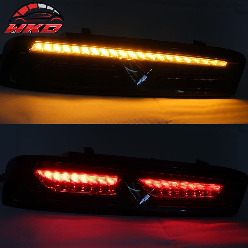Fits 16-18 Chevy Camaro Sequential Turn Signal LED Tail Lights 2PC - Smoke