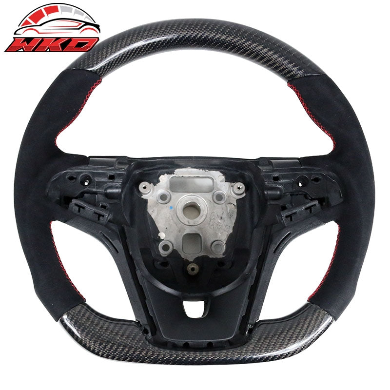 Wholesale  12-15 Camaro Steering Wheel Carbon Fiber Alcantara Red Stitch