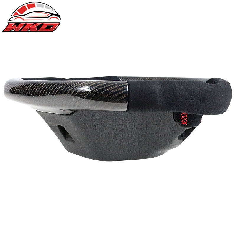 Fit 12-15 Camaro Steering Wheel Carbon Fiber Alcantara Red Stitch