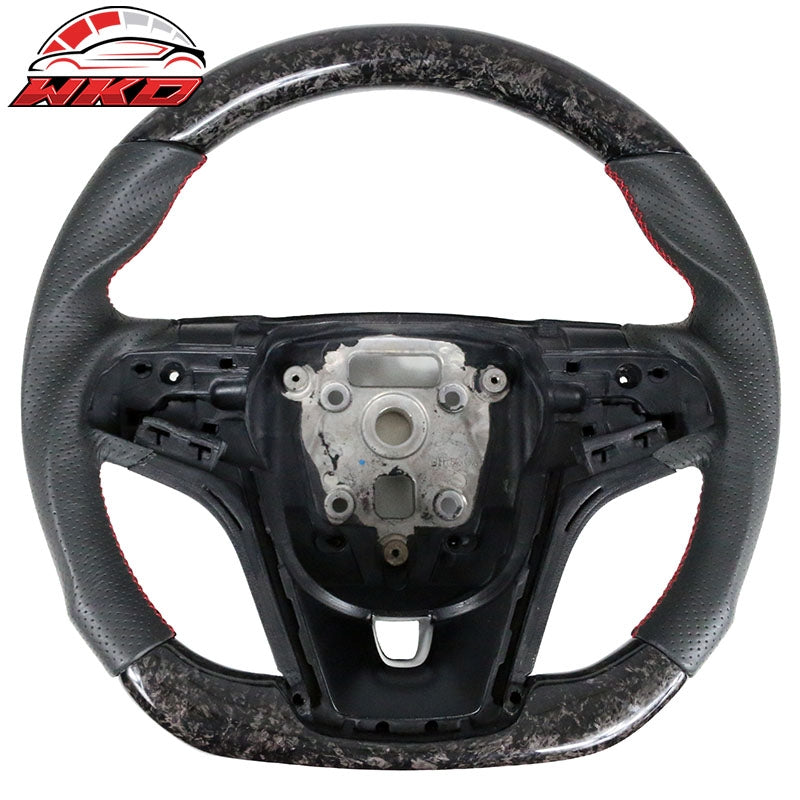 Fit 12-15 Chevy Camaro Steering Wheel Forged Carbon Fiber Leather