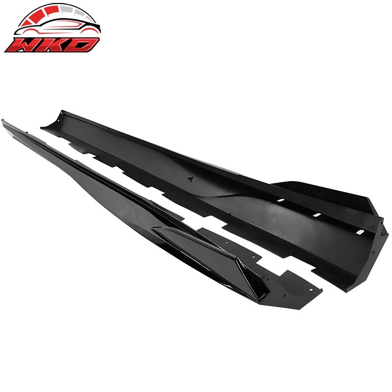 Fits 10-15 Chevrolet Camaro V2 Side Skirts Extension Rocker Panel Gloss Black PP