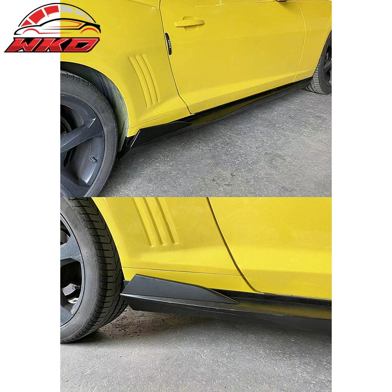 Fits 10-15 Chevrolet Camaro V2 Side Skirts Extension Rocker Panel Matte Black PP