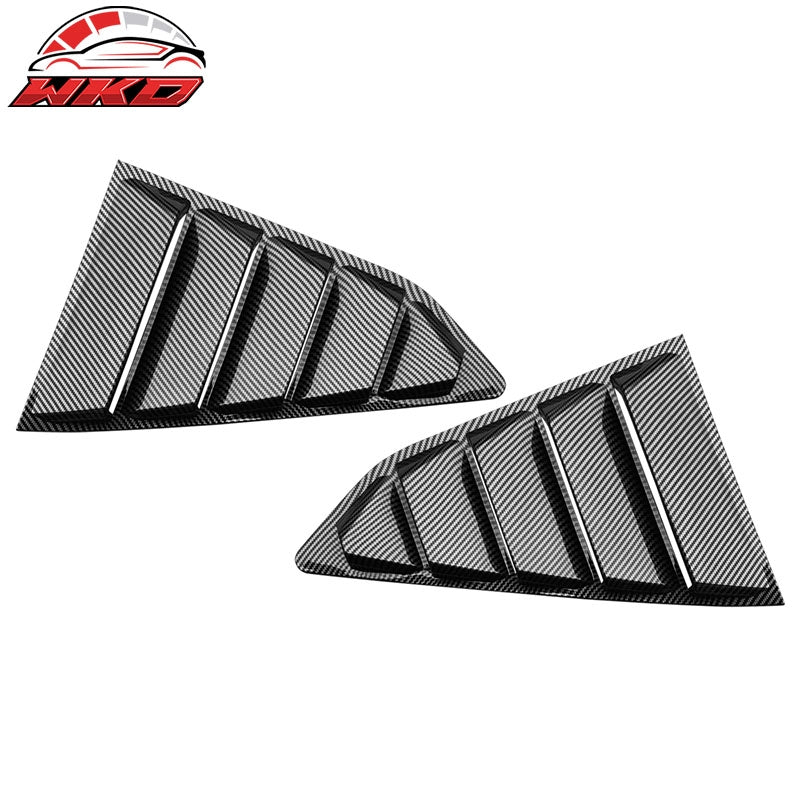 Fits 16-24 Chevy Camaro Quarter Window Louvers Rain Cover Sun Carbon Fiber Print