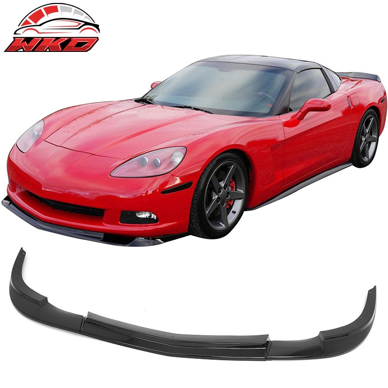 Wholesale 05-13 Chevrolet Corvette C6 Base ZR1 Style Front Bumper Lip Gloss Black 3PC - Wikond Auto