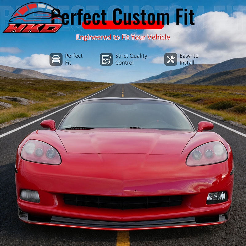 Wholesale 05-13 Chevrolet Corvette C6 Base ZR1 Style Front Bumper Lip Gloss Black 3PC - Wikond Auto