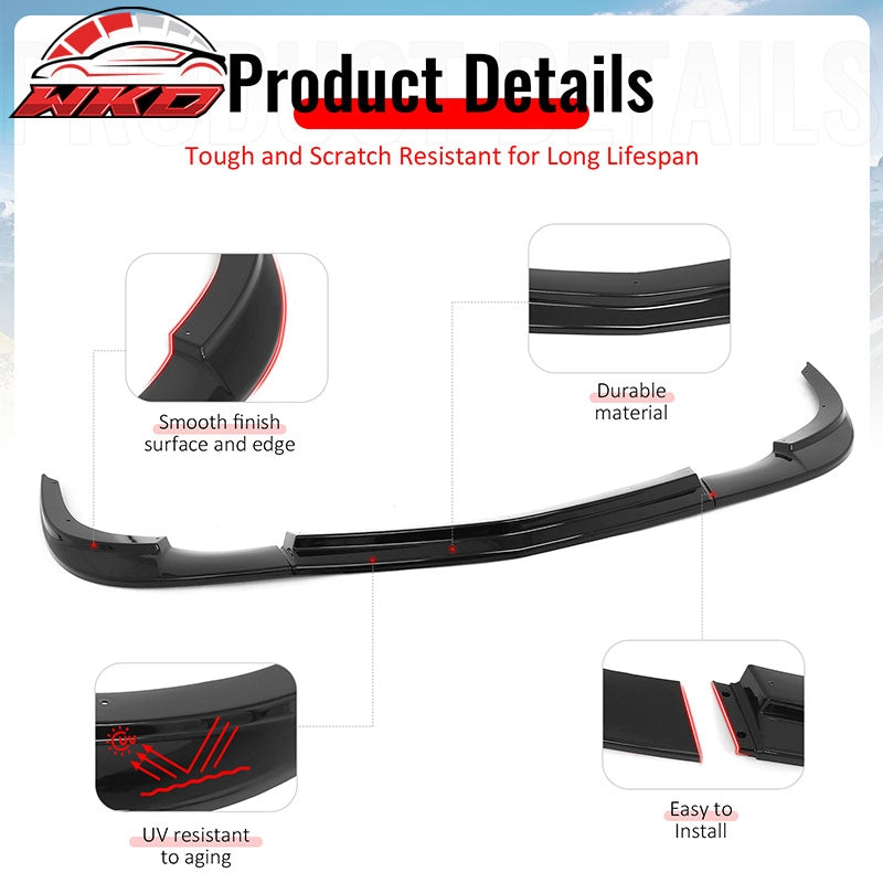 Wholesale 05-13 Chevrolet Corvette C6 Base ZR1 Style Front Bumper Lip Gloss Black 3PC - Wikond Auto