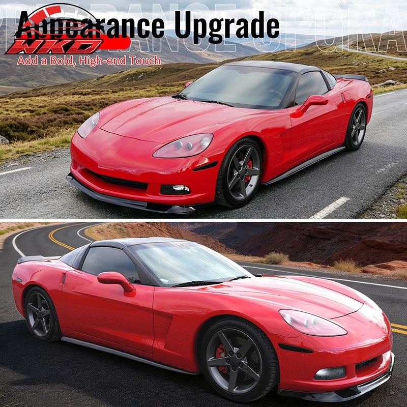 Wholesale 05-13 Chevrolet Corvette C6 Base ZR1 Style Front Bumper Lip Gloss Black 3PC - Wikond Auto