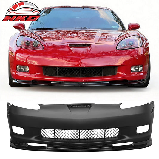 Wholesale 06-13 Chevrolet Corvette C6 Front Bumper Cover Z06 Style w/ Gloss Black Lip - Wikond Auto
