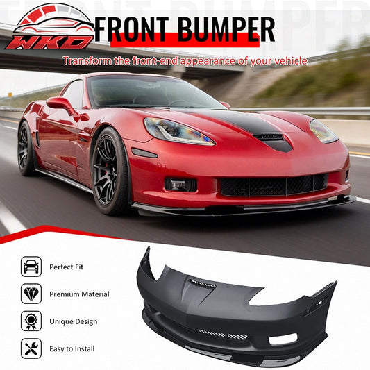Wholesale 06-13 Chevrolet Corvette C6 Front Bumper Cover Z06 Style w/ Gloss Black Lip - Wikond Auto