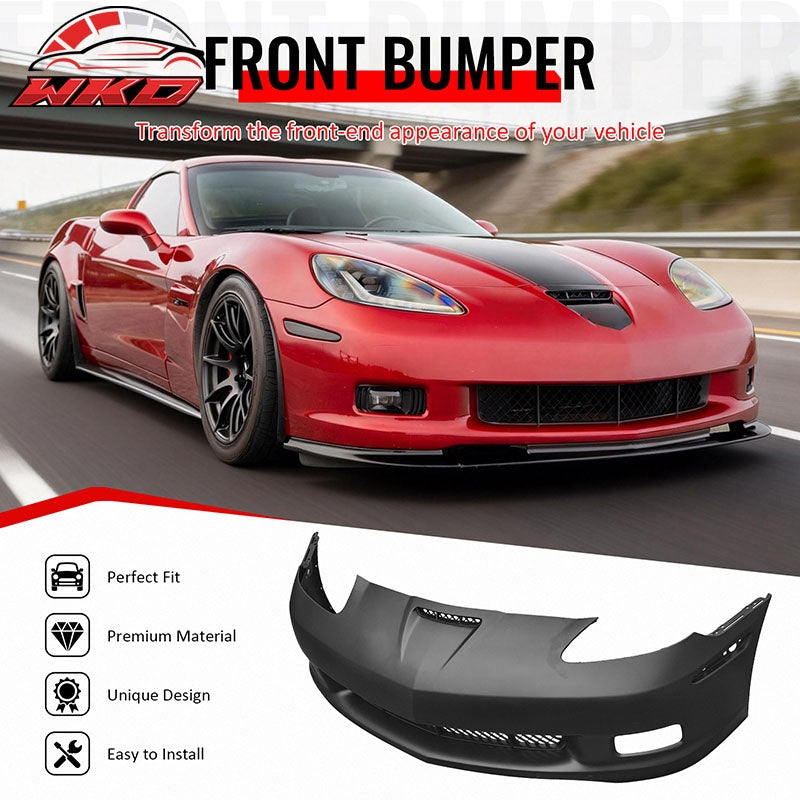For 06-13 Chevrolet Corvette C6 Front Bumper Cover Z06 Style Conversion Assembly