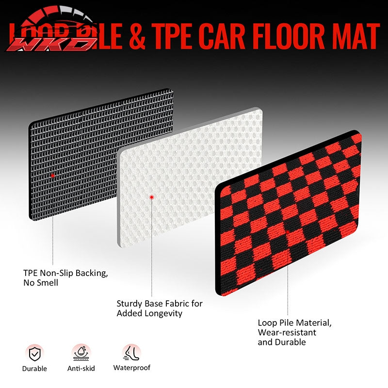 Wholesale 97-04 Chevrolet Corvette Car Floor Mats Checkered Carpets Black Red Plaid - Wikond Auto