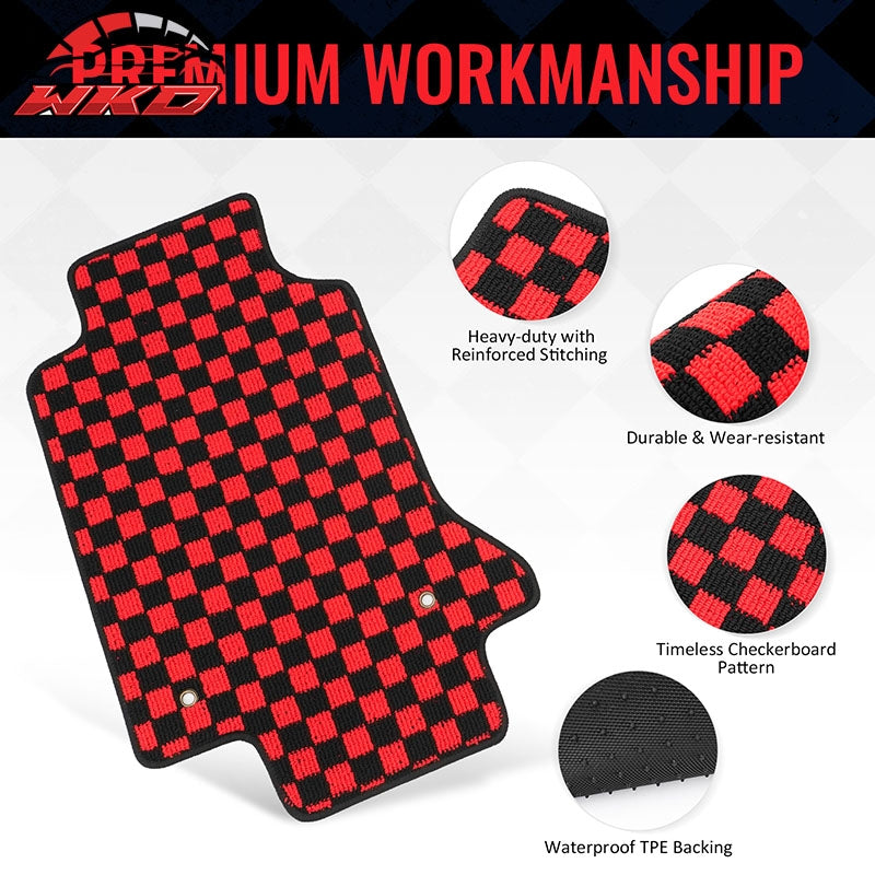 Wholesale 97-04 Chevrolet Corvette Car Floor Mats Checkered Carpets Black Red Plaid - Wikond Auto