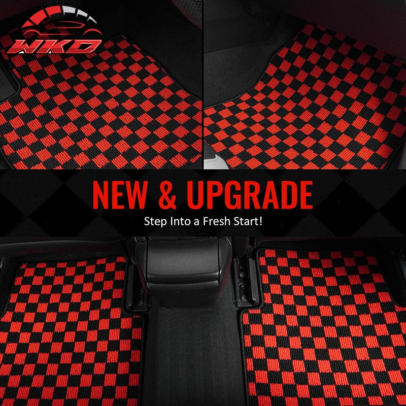Wholesale 97-04 Chevrolet Corvette Car Floor Mats Checkered Carpets Black Red Plaid - Wikond Auto