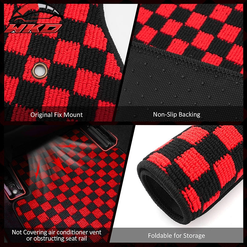 Wholesale 97-04 Chevrolet Corvette Car Floor Mats Checkered Carpets Black Red Plaid - Wikond Auto