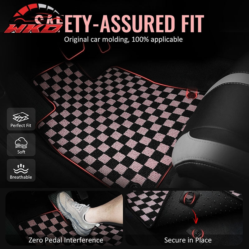 Fits 97-04 Chevrolet Corvette Car Floor Mats Checkered Carpets Black Pink Plaid