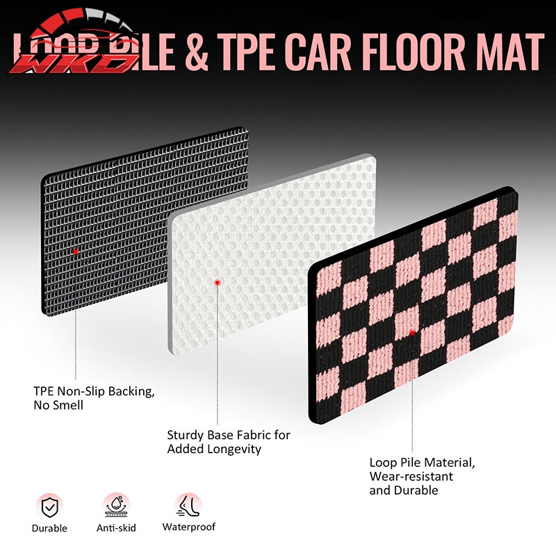 Fits 97-04 Chevrolet Corvette Car Floor Mats Checkered Carpets Black Pink Plaid