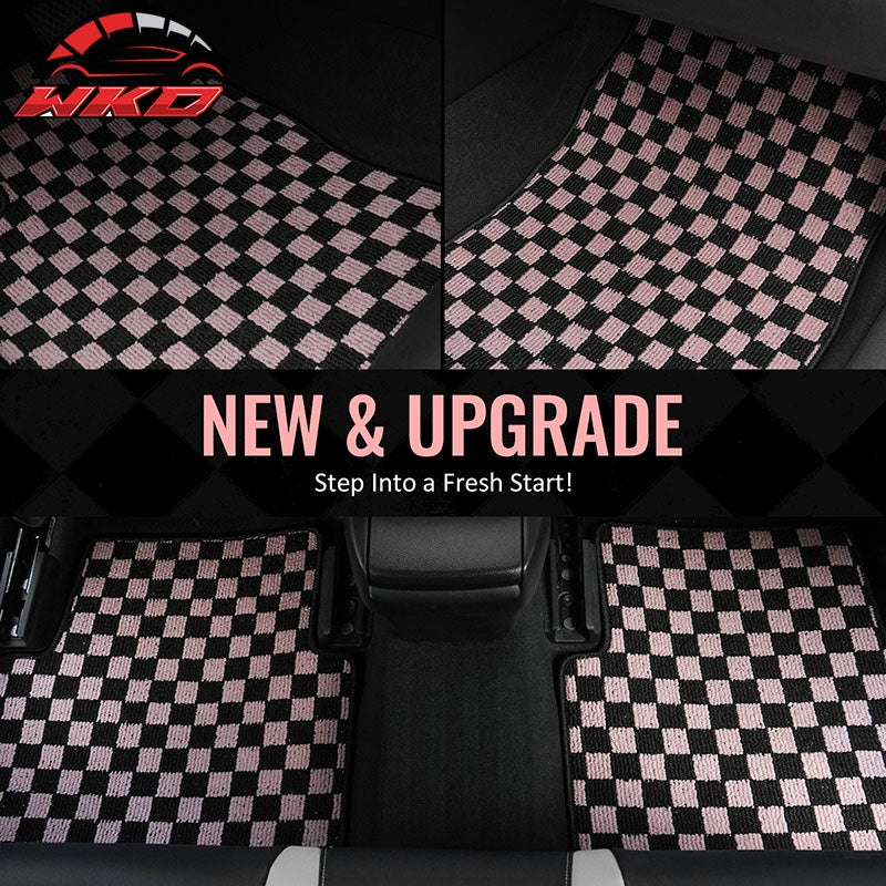 Fits 97-04 Chevrolet Corvette Car Floor Mats Checkered Carpets Black Pink Plaid