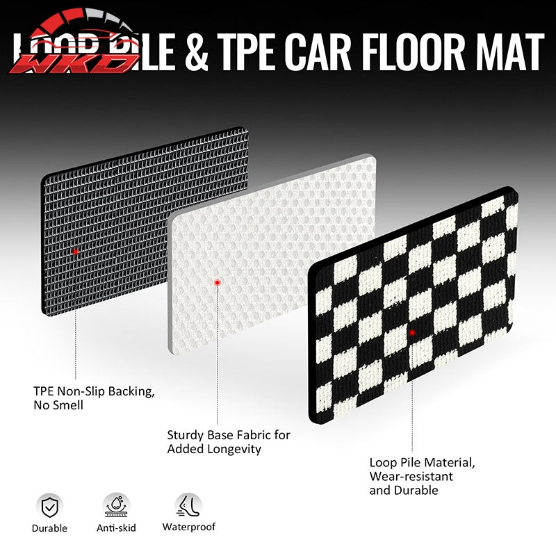 Fits 97-04 Chevrolet Corvette Car Floor Mats Checkered Carpets Black White Plaid