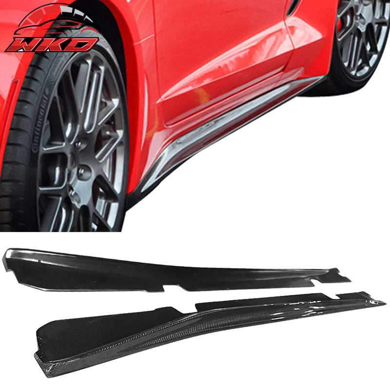 Fits 14-19 Chevrolet Corvette C7 ST Style Side Skirts 2PC - Carbon Fiber