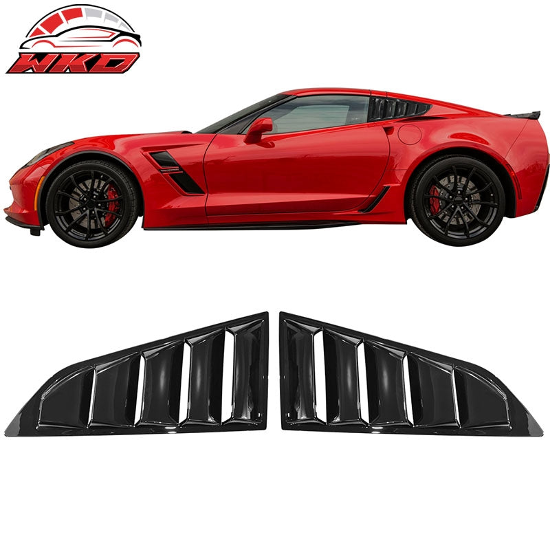 Wholesale 14-19 Chevy Corvette C7 Classic Style Side Rear Window Louvers Gloss Black