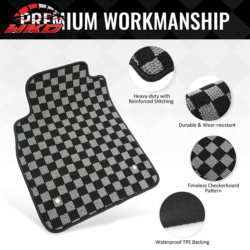 Wholesale For 08-16 Chevrolet Cruze Floor Mats Non-Slip Carpets Checkered Black Gray Plaid - Wikond Auto