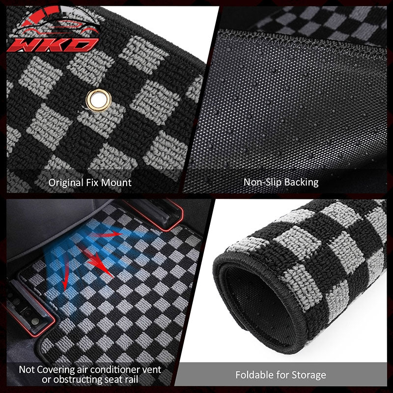Wholesale For 08-16 Chevrolet Cruze Floor Mats Non-Slip Carpets Checkered Black Gray Plaid - Wikond Auto