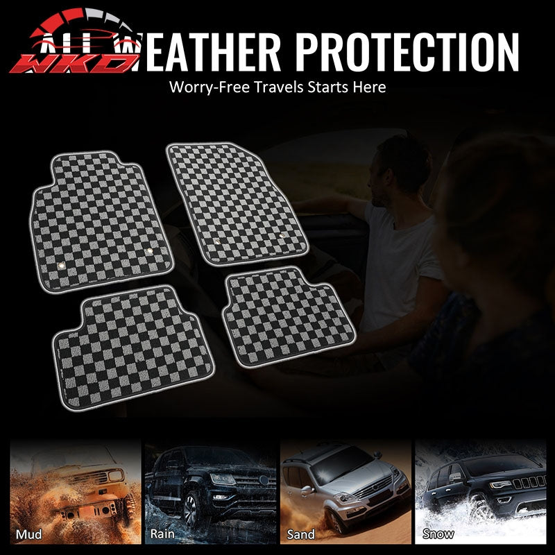 Wholesale For 08-16 Chevrolet Cruze Floor Mats Non-Slip Carpets Checkered Black Gray Plaid - Wikond Auto