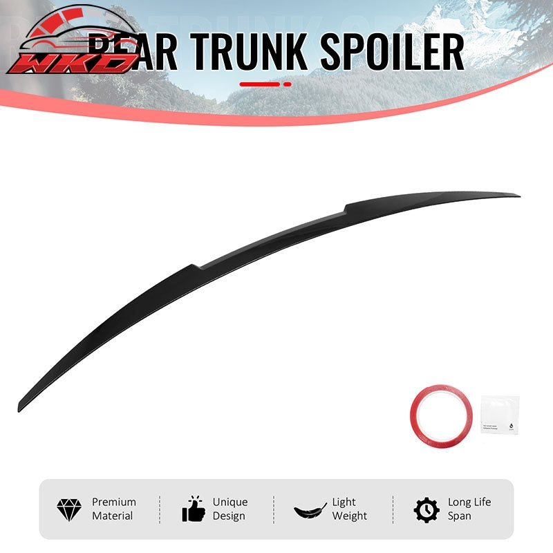 Fits 16-25 Chevrolet Malibu M4 Style Rear Trunk Spoiler Wing Lip Gloss Black ABS