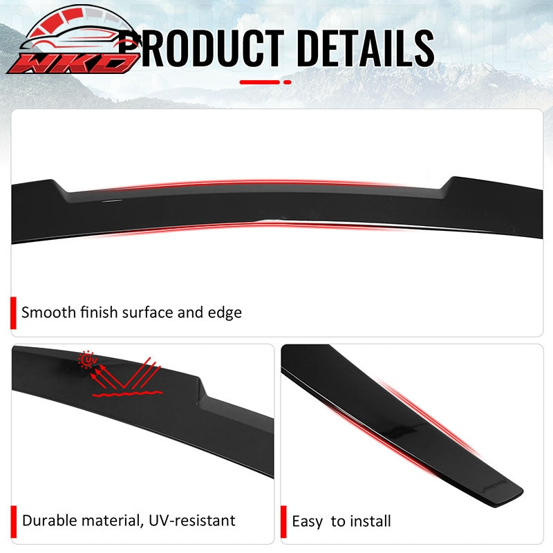 Fits 16-25 Chevrolet Malibu M4 Style Rear Trunk Spoiler Wing Lip Gloss Black ABS