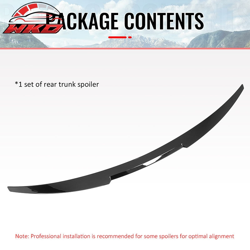 Fits 16-25 Chevrolet Malibu M4 Style Rear Trunk Spoiler Wing Lip Gloss Black ABS