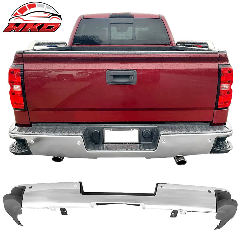 Fits 14-19 Chevrolet Silverado + GMC Sierra 1500 Rear Step Bumper W/Sensor Holes
