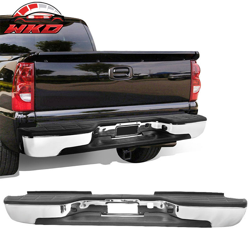 Fits 99-07 Silverado Sierra 2500HD 3500 Fleetside Rear Step Bumper - Chrome