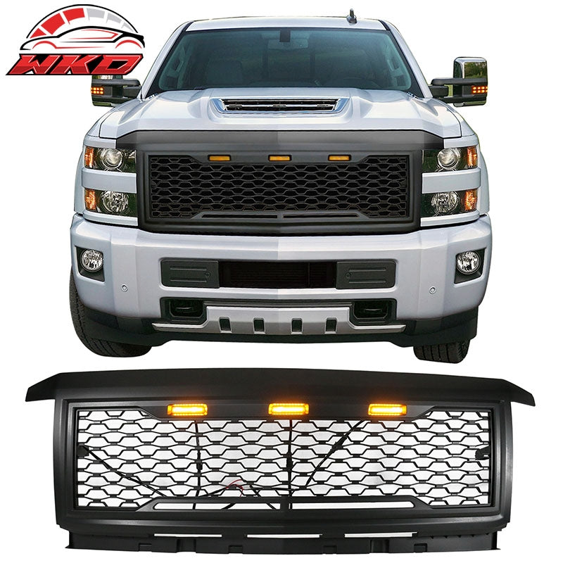 Wholesale 15-18 Chevy Silverado 2500 3500 Front Bumper Hood Mesh Grille - Matte Black
