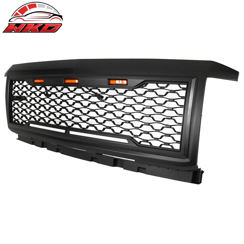 Fits 15-18 Chevy Silverado 2500 3500 Front Bumper Hood Mesh Grille - Matte Black