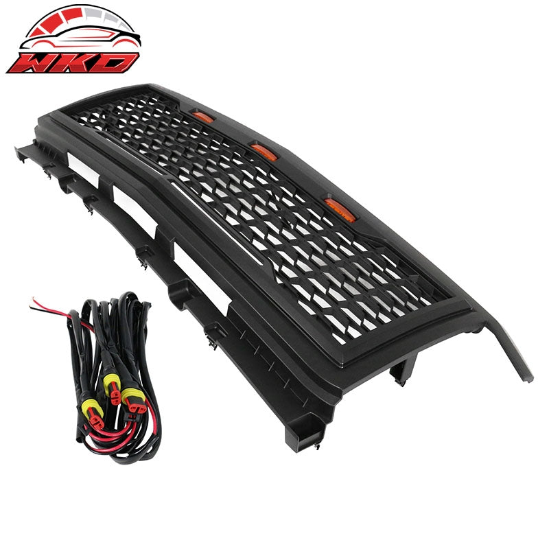 Fits 15-18 Chevy Silverado 2500 3500 Front Bumper Hood Mesh Grille - Matte Black