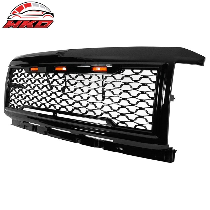 Fits 15-18 Chevy Silverado 2500 3500 Front Bumper Hood Mesh Grille - Gloss Black