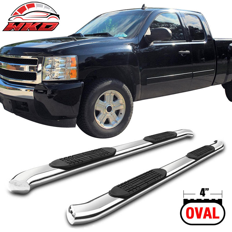 Fits 99-13 Silverado Extended Cab 4In Stainless Steel Side Step Running Boards