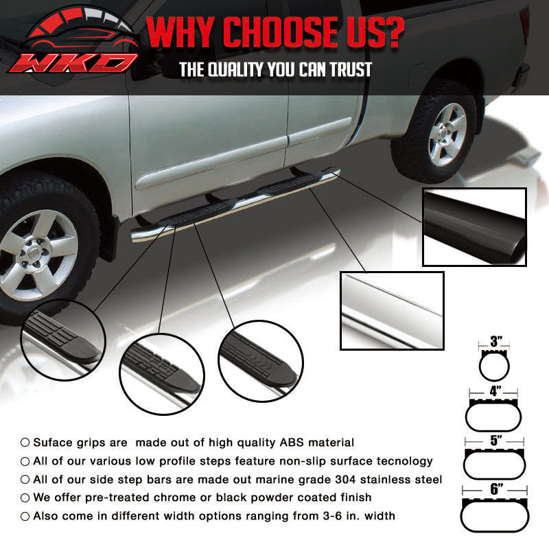 Fits 99-13 Silverado Extended Cab 4In Stainless Steel Side Step Running Boards