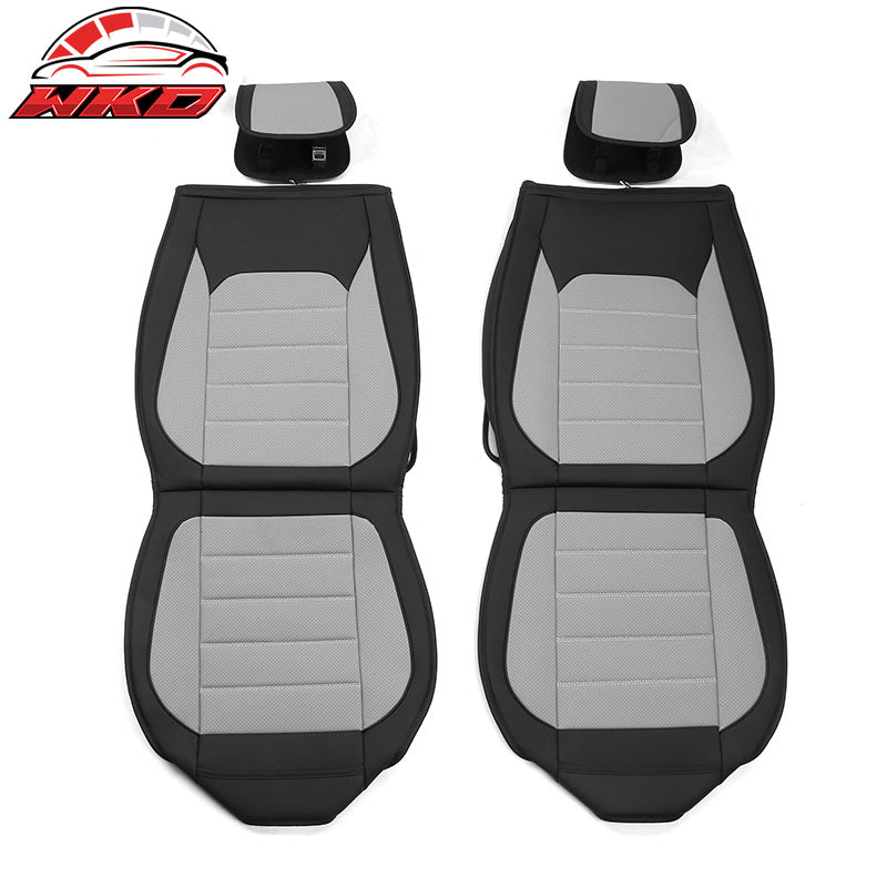 Wholesale 07-23 Silverado 1500 2500/3500HD Seat Covers Black&Gray PU Leather Full Set