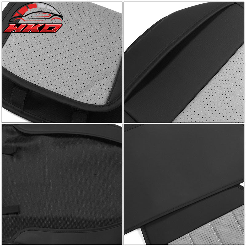 Fits 07-23 Silverado 1500 2500/3500HD Seat Covers Black&Gray PU Leather Full Set