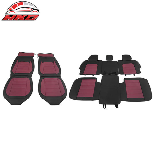 Wholesale 07-23 Silverado 1500 2500/3500HD Seat Covers Black&Red PU Leather Full Set