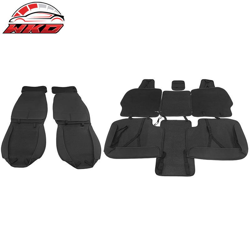 Fits 07-23 Silverado 1500 2500/3500HD Seat Covers Black&Blue PU Leather Full Set