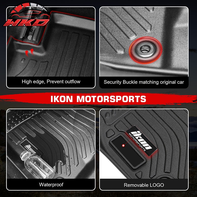 Fits 16-22 Chevrolet Spark Heavy Duty Floor Mats 3PCS Front 2nd Row Liners TPE