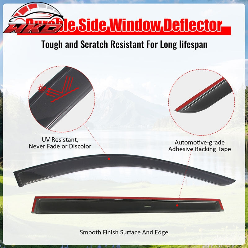 Fits 24-26 Chevrolet Traverse Tape-on Window Visors Vent Rain Guards Deflectors