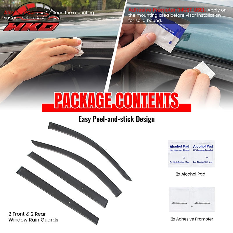 Fits 24-26 Chevrolet Traverse Tape-on Window Visors Vent Rain Guards Deflectors